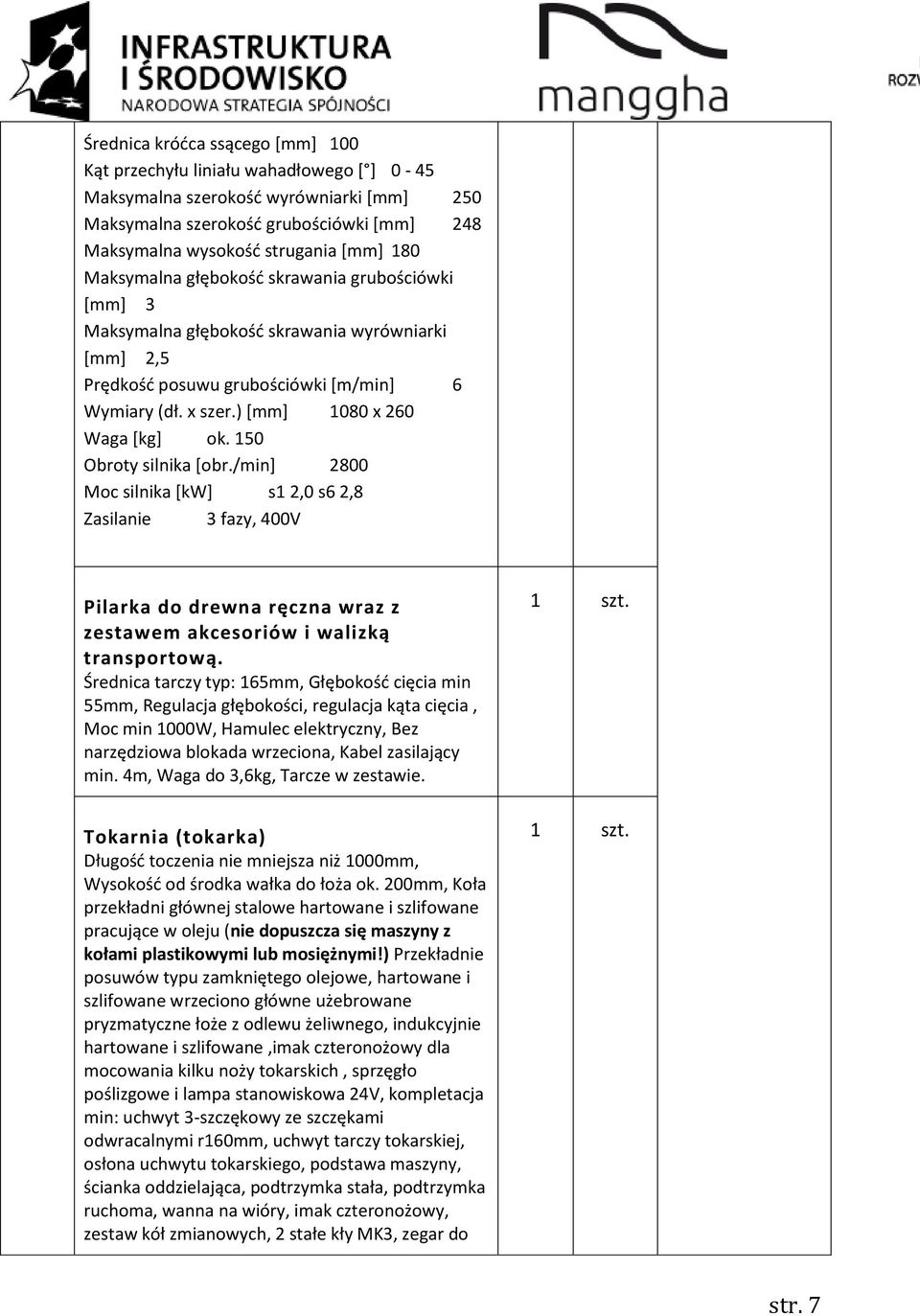 150 Obroty silnika [obr./min] 2800 Moc silnika [kw] s1 2,0 s6 2,8 Zasilanie 3 fazy, 400V Pilarka do drewna ręczna wraz z zestawem akcesoriów i walizką transportową.