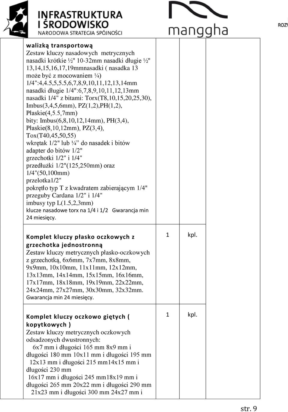 5,7mm) bity: Imbus(6,8,10,12,14mm), PH(3,4), Płaskie(8,10,12mm), PZ(3,4), Tox(T40,45,50,55) wkrętak 1/2" lub ¼ do nasadek i bitów adapter do bitów 1/2" grzechotki 1/2" i 1/4" przedłużki