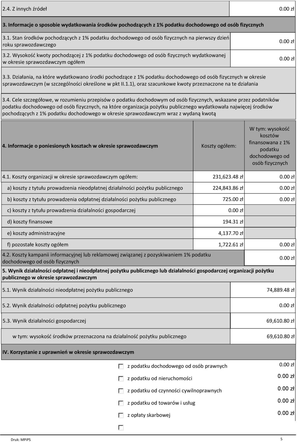 3. Działania, na które wydatkowano środki pochodzące z 1% podatku dochodowego od osób fizycznych w okresie sprawozdawczym (w szczególności określone w pkt II.1.1), oraz szacunkowe kwoty przeznaczone na te działania 3.