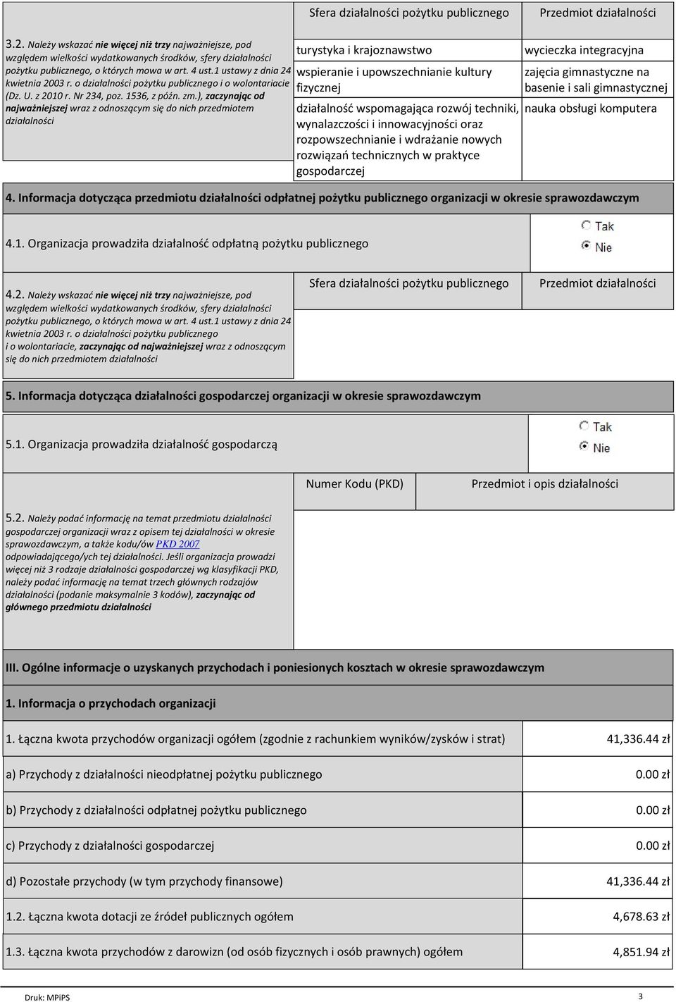 o działalności pożytku publicznego i o wolontariacie (Dz. U. z 2010 r. Nr 234, poz. 1536, z późn. zm.