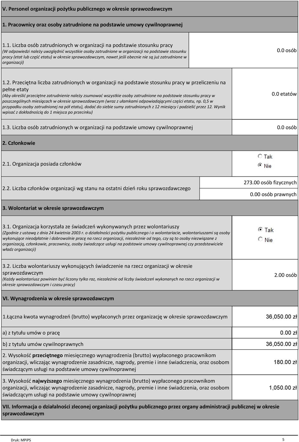 1. Liczba osób zatrudnionych w organizacji na podstawie stosunku pracy (W odpowiedzi należy uwzględnić wszystkie osoby zatrudnione w organizacji na podstawie stosunku pracy (etat lub część etatu) w