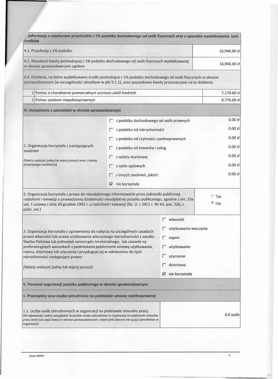 ziałania, na które wydatkowano środki pochodzące z 1% podatku dochodowego od osób fizycznych w okresie (w szczególności określone w pkt 11.1.1),oraz szacunkowe kwoty przeznaczone na te działania 1 Pomoc o charakterze powtarzalnym uczniom szkół średnich 7,170.