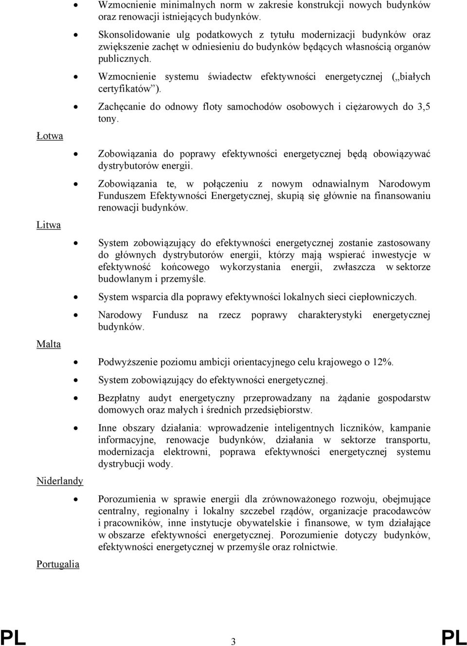 Wzmocnienie systemu świadectw efektywności energetycznej ( białych certyfikatów ). Zachęcanie do odnowy floty samochodów osobowych i ciężarowych do 3,5 tony.