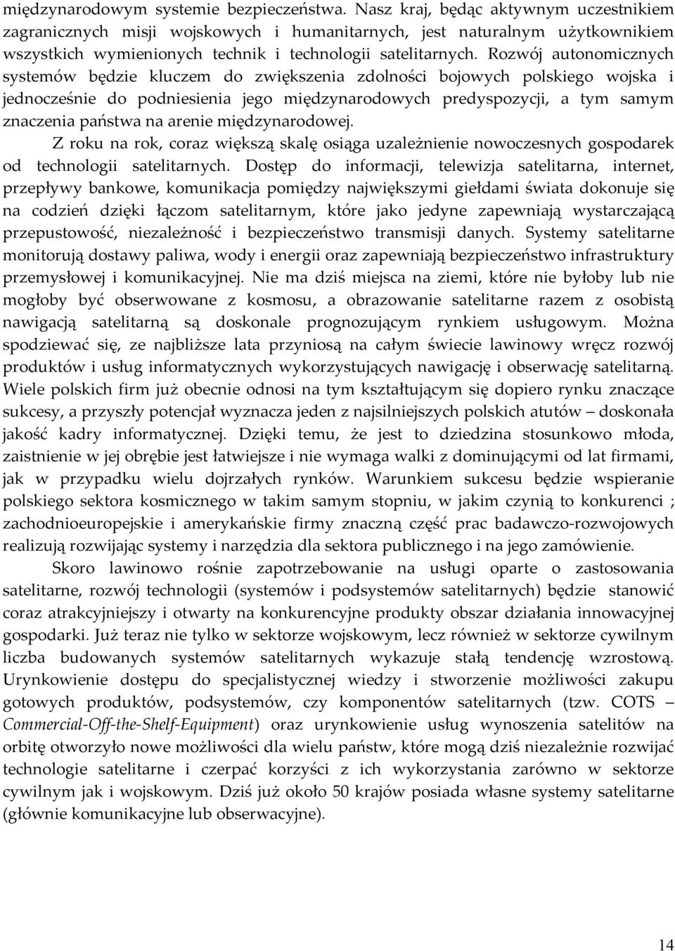 Rozwój autonomicznych systemów będzie kluczem do zwiększenia zdolności bojowych polskiego wojska i jednocześnie do podniesienia jego międzynarodowych predyspozycji, a tym samym znaczenia państwa na