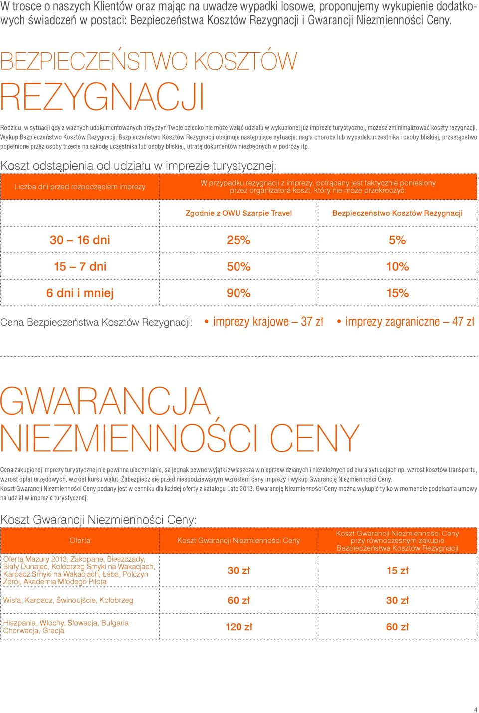 rezygnacji. Wykup ezpieczeństwo Kosztów Rezygnacji.