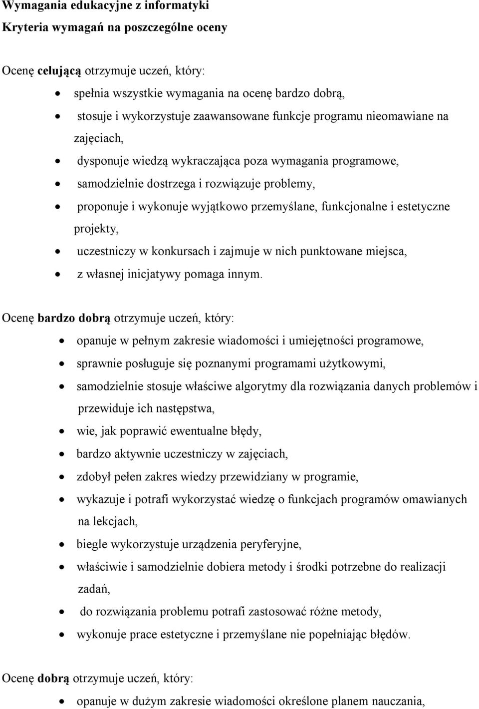 funkcjonalne i estetyczne projekty, uczestniczy w konkursach i zajmuje w nich punktowane miejsca, z własnej inicjatywy pomaga innym.