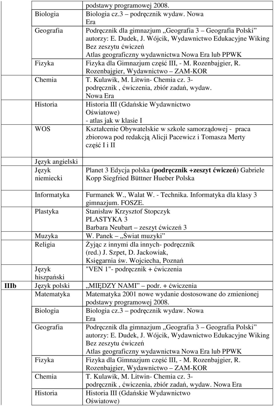 3- podręcznik, ćwiczenia, zbiór zadań, wydaw.