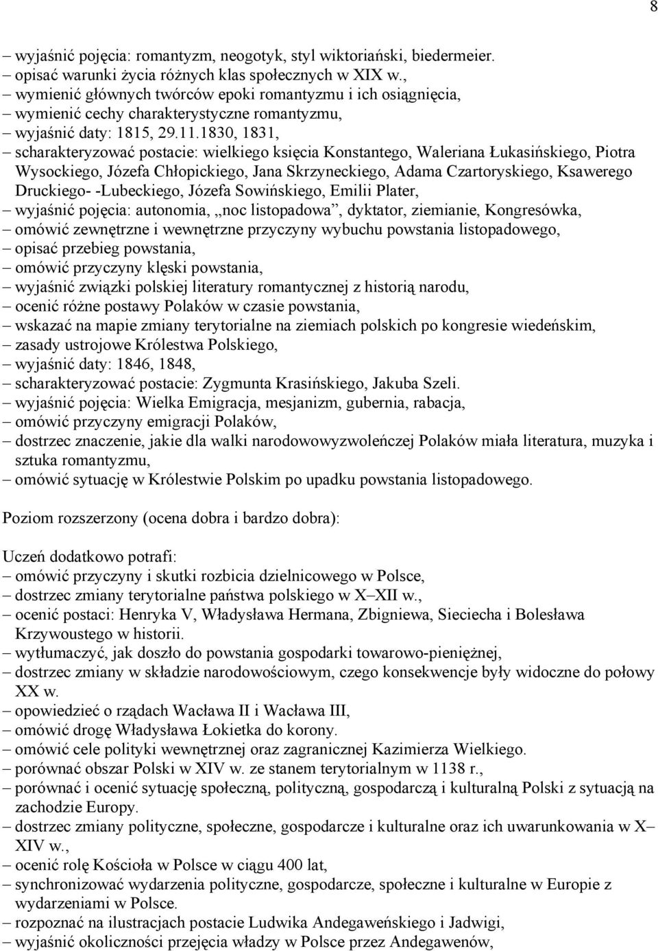 1830, 1831, scharakteryzować postacie: wielkiego księcia Konstantego, Waleriana Łukasińskiego, Piotra Wysockiego, Józefa Chłopickiego, Jana Skrzyneckiego, Adama Czartoryskiego, Ksawerego Druckiego-