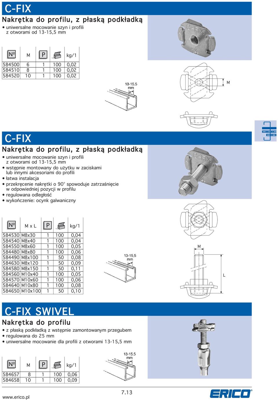 proilu regulowana odległość wkońcenie: ocnk galwanicn x 58453 8x3 1 1,4 58454 8x4 1 1,4 58455 8x6 1 1,5 58448 8x8 1 1,6 58449 8x1 1 5,8 58463 8x12 1 5,9 58458 8x15 1 5,11 58456 1x4 1 1,5 58457 1x6 1