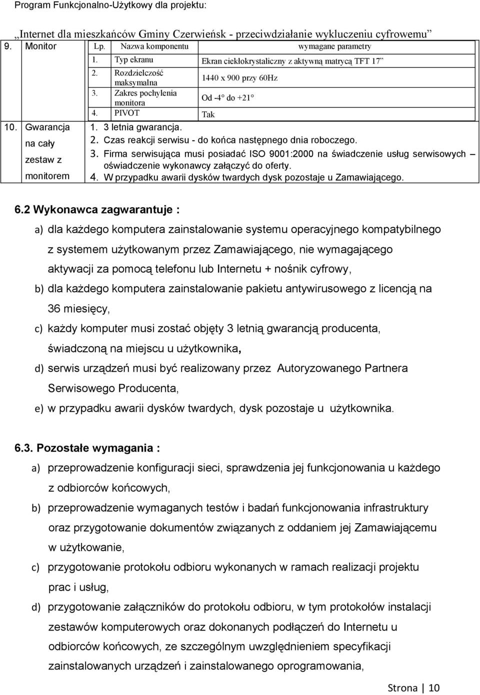 4. W przypadku awarii dysków twardych dysk pozostaje u Zamawiającego. 6.