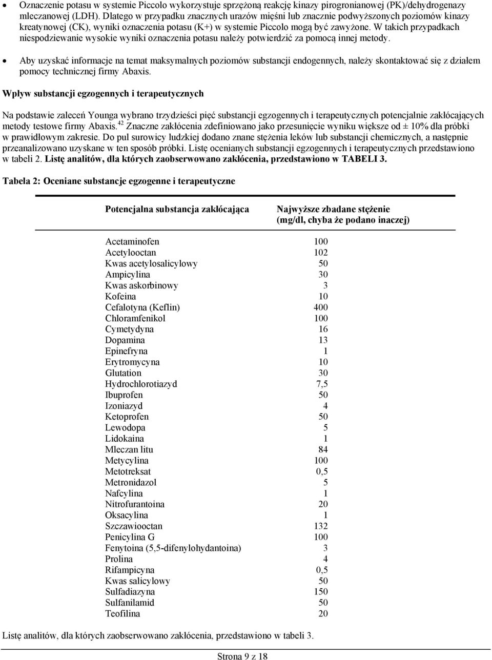 W takich przypadkach niespodziewanie wysokie wyniki oznaczenia potasu należy potwierdzić za pomocą innej metody.