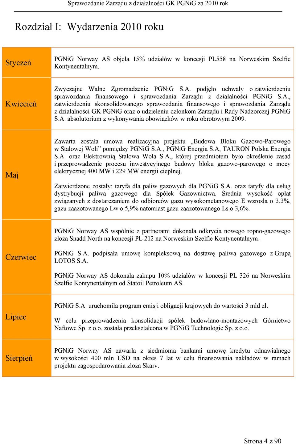 Maj Zawarta została umowa realizacyjna projektu Budowa Bloku Gazowo-Parowego w Stalowej Woli pomiędzy PGNiG S.A.