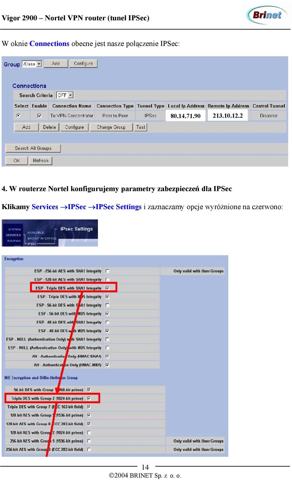 W routerze Nortel konfigurujemy parametry zabezpieczeń