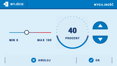 USTAWIENIA: USTAWIENIA CZASU umożliwia ustawienie aktualnej daty i godziny USTAWIENIA EKRANU ustawienia ekranu, kolor menu, ustawienia wygaszacza KONFIGURACJA WEJŚĆ/WYJŚĆ- umożliwia podgląd