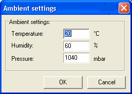 Rysunek 6.1 Okno dialogowe Ustawienia otoczenia CardioPerfect Workstation 1. Wprowadź wartość w polu Temperatura (wartość temperatury otoczenia). 2.