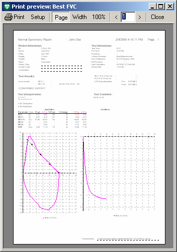 11.2 Formaty druku raportów CardioPerfect Workstation Moduł SpiroPerfect umożliwia drukowanie następujących formatów raportów: Wszystkie plus FVC najlepszego wysiłku Najlepsze FVC Najlepsze MVV