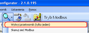 C2 24 DTR.PC.PR.SG.MODBUS W trakcie skanowania sieci pojawi się lista z dołączonymi do niej przetwornikami Modbus firmy Aplisens.