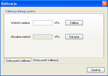 C2 31 DTR.PC.PR.SG.MODBUS 5.10. Kalibracje Użytkownik ma możliwość przeprowadzenia 2 punktowej kalibracji ciśnienia oraz 2 punktowej kalibracji prądu. 5.10.1. Kalibracja ciśnienia lub poziomu Aby wejść w zakładkę kalibracji ciśnienia lub poziomu, należy wybrać na górnej belce formy programu Przetwornik Kalibracja.