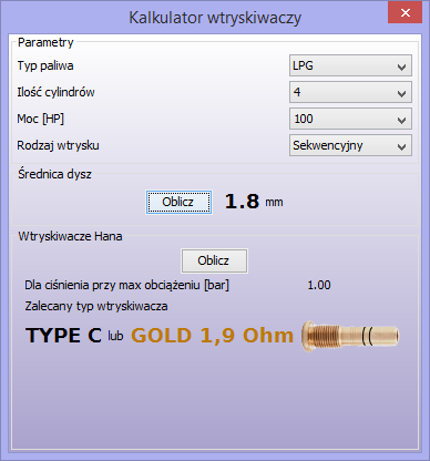 2.11.16. Dysze Kalkulator dysz wtryskiwaczy pomaga instalatorowi dobrać odpowiedni typ wtryskiwacza lub rozmiar dysz kalibracyjnych wtryskiwaczy.