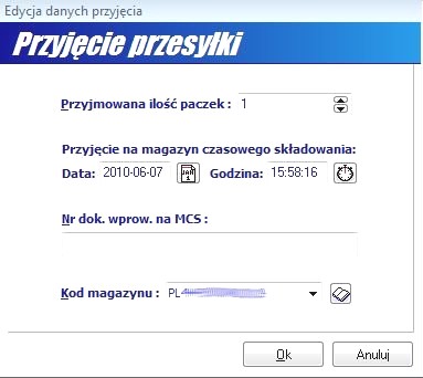 wprowadzenie na magazyn czasowego składowania, 4.odprawa przesyłki (zwolnienie z magazynu czasowego składowania), 5.