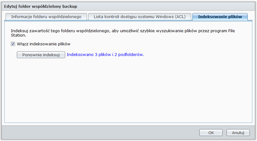 Synology DiskStation Przewodnik użytkownika Uwaga: W przypadku pliku lub folderu można dodać tylko do 200 pozycji jawnych uprawnień listy ACL.