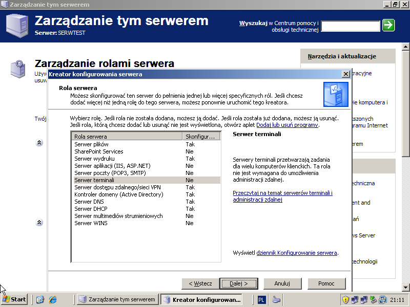 7 (Pobrane z slow7.pl) dostęp do danego serwera. Można wtedy wykorzystywać do 2 zdalnych sesji oraz specjalną sesję konsolową.