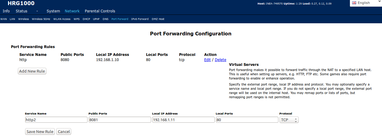 4.4.9 Network DNS Zakładka służy do konfiguracji lokalnego serwera DNS na modemie. 4.4.10 Network