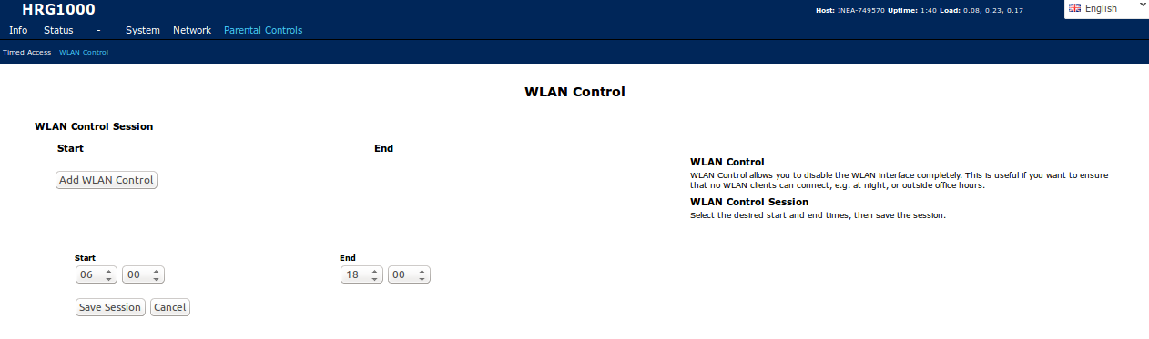 4.5.1 Parental Controls Timed Access Zakładka umożliwia kontrolę czasu dostępu do sieci dla wybranych urządzeń. 4.5.2 Parental Controls WLAN Control Zakładka umożliwia kontrolę czasu, w jakim ma być dostępna sieć bezprzewodowa.