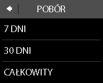 2.9 Pobór energii Sprawdzanie poboru energii 1. Włączyć wyświetlacz dotykając go, a następnie nacisnąć menu. 2. Nacisnąć Ustawienia w prawym dolnym rogu menu. Następnie nacisnąć Info. 3.