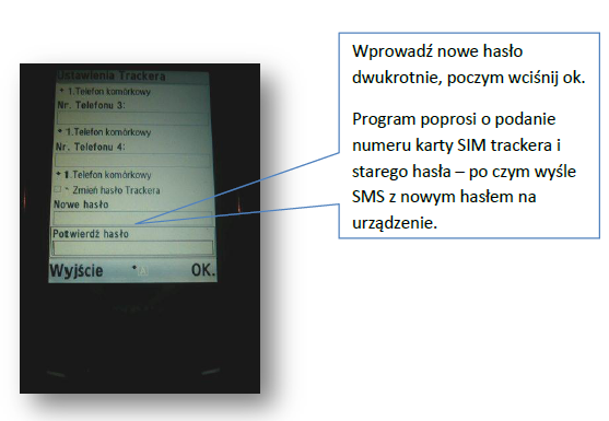 Ustawienia Trackera Zakładka Ustawienia Trackera pozwala na ustawienie telefonów reportowania oraz zmianę kodu dostępu: Pozostałe Opcje W zakładce