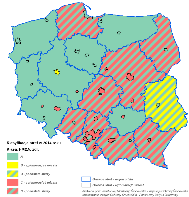 Stwierdzono przekroczenia poziomu docelowego benzo(a)pirenu w strefie Aglomeracja Białostocka oraz w Strefie Podlaskiej obszar przekroczeń miasto Suwałki (kryterium ochrona zdrowia).