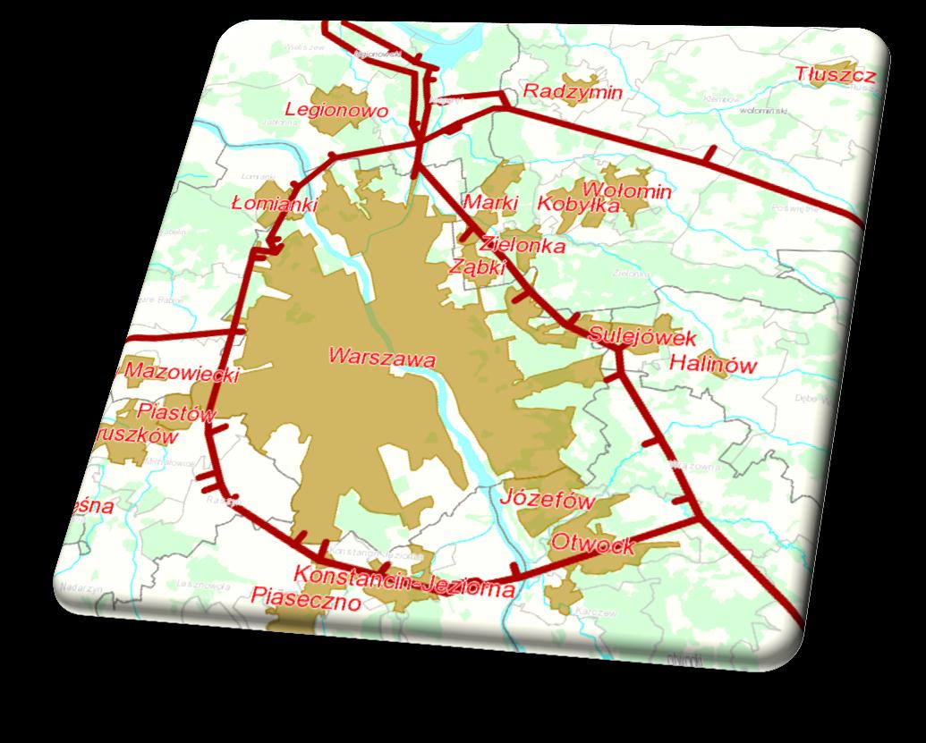 Gazowy pierścień warszawski stan obecny Pierścień warszawski zasilany jest z kierunków Włocławka i Wysokoje poprzez węzeł Rembelszczyzna oraz z kierunku Wronowa 22 stacji gazowych