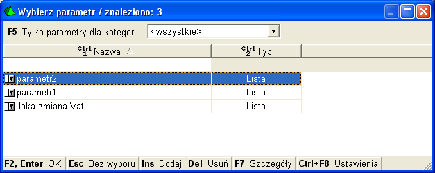 23 Rys. 34 F2,Zapis i wyjście. Teraz należy edytować kolejną kategorię i przypisać jej dodatkowy parametr. W ten sposób musimy przypisać nasz nowy parametr do każdej istniejącej kategorii.