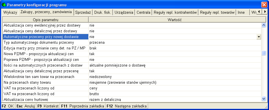 32 - w konfiguracji wyłączyć parametr Aktualizacja ceny ewidencyjnej przez dostawy (Rys.49) - w konfiguracji wyłączyć parametr Aktualizacja ceny detalicznej przez dostawy (Rys.