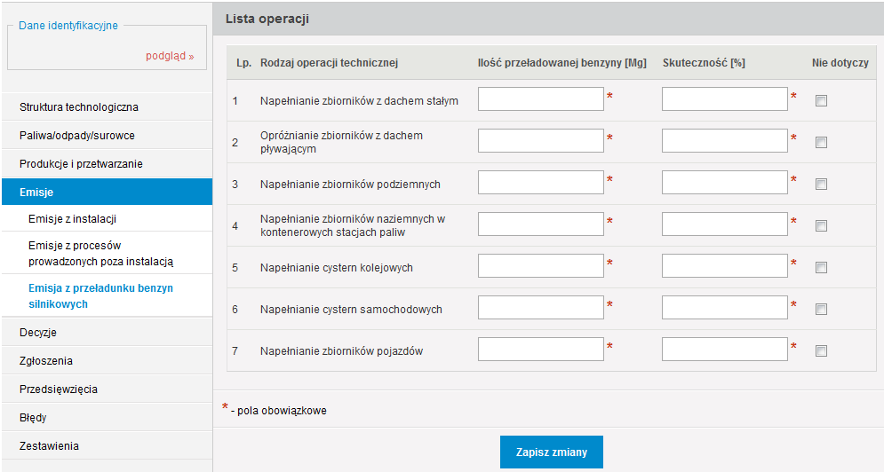 Po wpisaniu powyższych informacji należy wcisnąd przycisk Zapisz dane w celu zatwierdzenia danych do bazy.