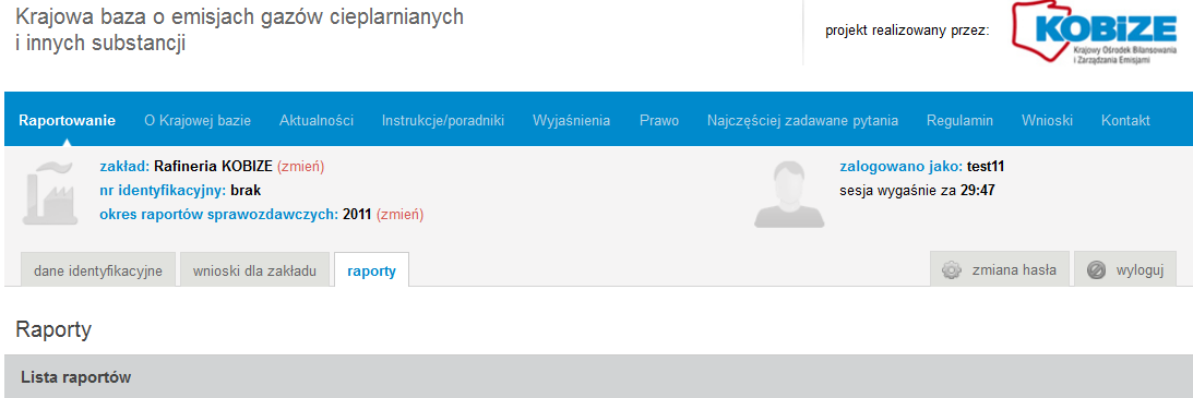 Uzupełnienie danych identyfikacyjnych dla poszczególnych sekcji odbywa się poprzez kliknięcie na przycisk EDYTUJ.