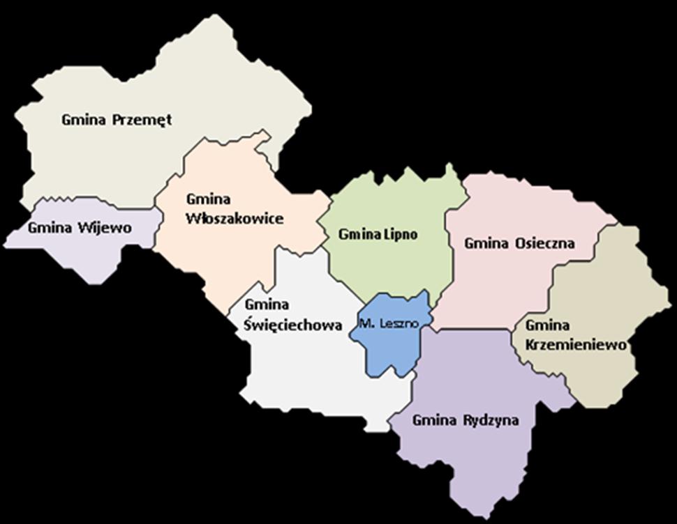 Partnerstwo 131 tyś. mieszkańców 1. Miasto Leszno (LIDER), 2. Powiat Leszczyński, 3. gmina wiejska Krzemieniewo, 4. gmina wiejska Lipno, 5. gmina miejsko-wiejska Osieczna, 6.