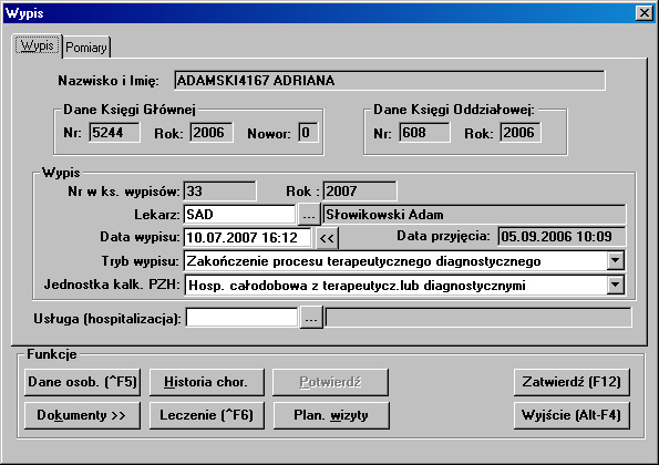 udzielonych konsultacji i zaleconych diet, patrz rozdział: Leczenie 75. Zatwierdź [F12] - zapisanie danych lub zmian. Wyjście [Atl-F4] - opuszczenie okna.