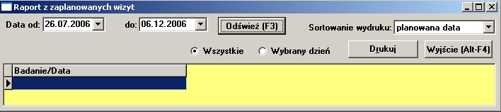 5.3.11 Wydruk kolejek oczekujących Lokalizacja: Menu Raporty>Wydruk Kolejek oczekujących Okno służy do tworzenia wydruków kolejek oczekujących pacjentów na oddziale. Zawiera m.in.