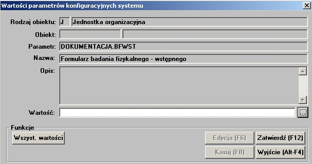 Słownik jest zamknięty. Oznacza to, że nie możemy dopisywać nowych parametrów. Możemy natomiast modyfikować istniejące. W górnej części są foldery, które grupują parametry tematycznie.