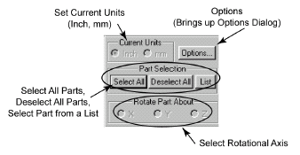 - Display Recoat Styles (Wyświetl styl zgarniania żywicy z modelu), - Prepare (Przygotuj plik z rozszerzeniem bff podział modelu na warstwy), - Stop Prepare (Zatrzymaj przygotowanie pliku), - Pause