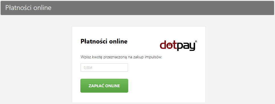 8. Doładowanie konta przez DotPay System BCW poza doładowaniem za pośrednictwem monet pozwala także na doładowanie przez Internet. Odbywa się to za pośrednictwem usługi DotPay.