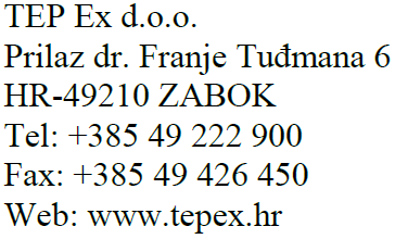 d.o.o. Medarska 69, Zagreb, Croatia tel. +385 49 222 900, fax +385 49 426 450 e-mail: tepex@tepex.hr www.tepex.hr INSTRUKCJA OBSŁUGI PRZECIWWYBUCHOWEJ OPRAWY OŚWIETLENIOWEJ TYPU PLFM LED Nr: Wydanie: 1 Data: 1.