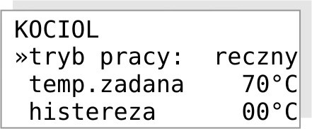 rysunku 3.. Aby. Menu główne -podmenu, służy do wyświetlania oraz zmiany parametrów pracy. Aby zmienić parametr należy wcisnąć przycisk ENTER. Zmieniany parametr wyświetla się cyklicznie.