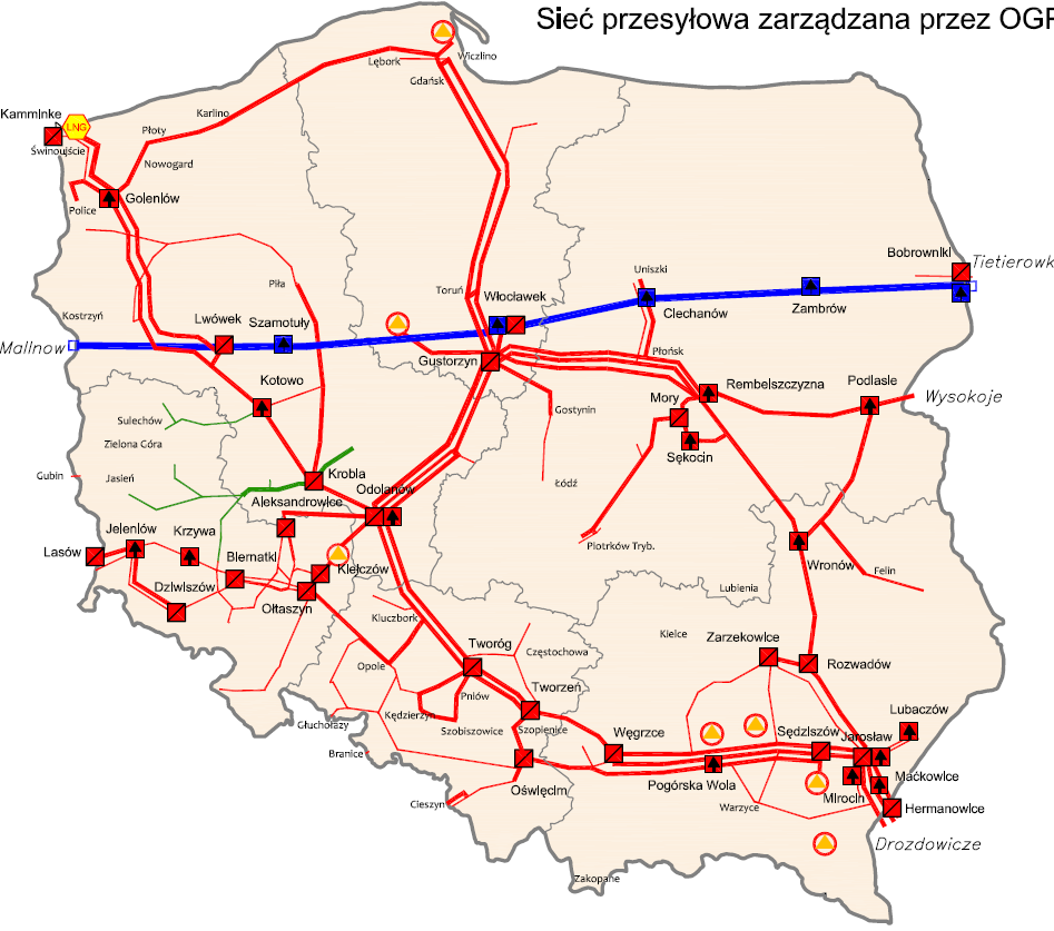 Punkty na których OSP udostępniania przepustowości w trybie aukcji Dotyczy punktów na połączeniu z systemami przesyłowymi sąsiednich krajów Punkt Wzajemnego Połączenia (PWP) Przydział Przepustowości