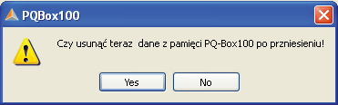 Tworzymy nowa jakość 5.3 Transfer danych z PQ-Box 100 do komputera. W celu przesyłu danych z przyrządu do komputera PC należy podłączyć komputer z PQ Box 100 kablem USB.