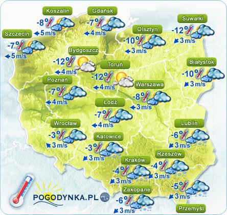 województwo mazowieckie Ważność: od godz. 00:00 dnia 23.01.2014 do godz. 08:00 dnia 25.01.2014. Przewiduje się temperaturę minimalną poniżej -15 C. W nocy 22/23.