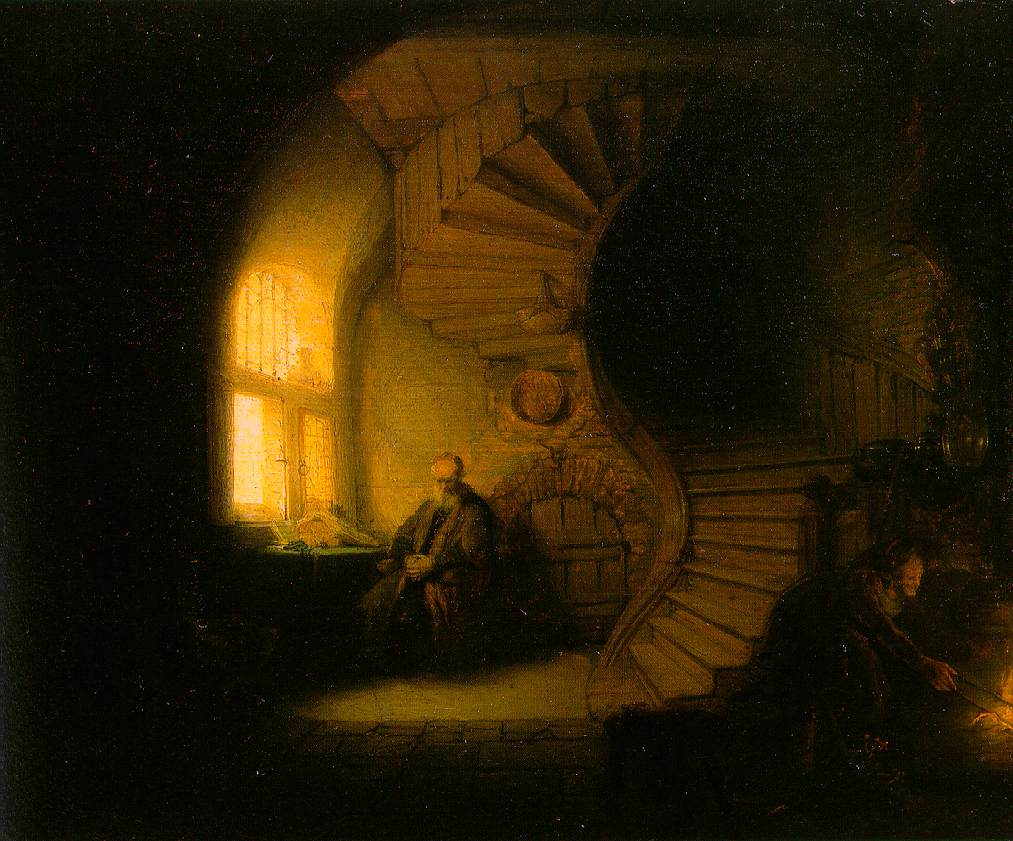 106 8. Model oświetlenia Rysunek 8.1. Filozof medytujący. Rembrandt van Rijn 1632r. Kolejny nasz rozdział poświęcimy w całości modelowaniu oświetlenia.
