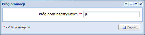 Próg promocji Definiujemy tutaj liczbę ocen niedostatecznych na koniec roku umożliwiającą przejście do kolejnego roku.