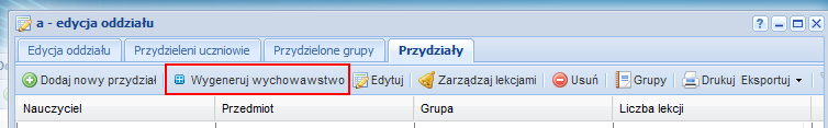 Ważne jest, aby zostało wygenerowane wychowastwo. Bez wygenerowania wychowawstwa nie będzie możliwości wystawiania ocen z zachowania.